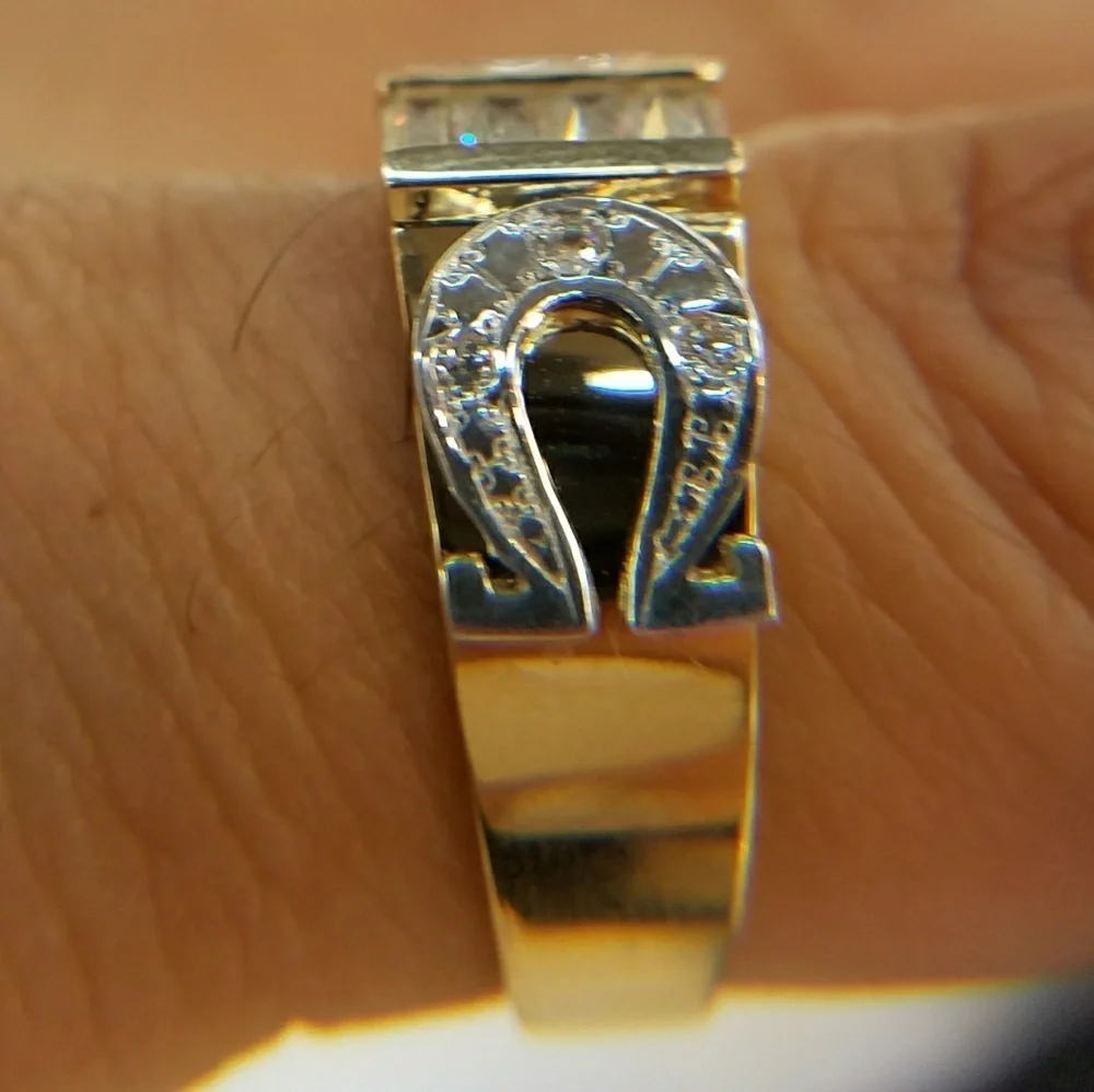14k Solid Yellow Gold Wedding Band HorseShoe Ring